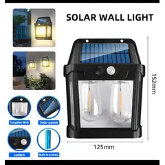 GENERICO - LÁMPARA FOCO SOLAR PARED SENSOR DE MOVIMIENTO RECARGABLE EXTERIORES
