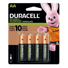 DURACELL - Pilas Recargables AA Blister de 4 pilas 2500 mAh