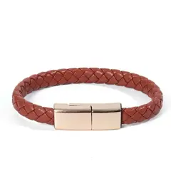 GENERICO - Pulsera Brazalete de Cuero Cable Cargador USB a Tipo C de 22 cm