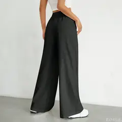 ROSUE - Pantalón con cordón en la cintura fresco holgado Viena