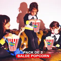 GENERICO - BALDE POPCORN 16CM - PACK DE 3 - ROJO