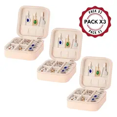 OEM - Pack 03 Mini Organizador de Joyas Portátil para Anillos, etc