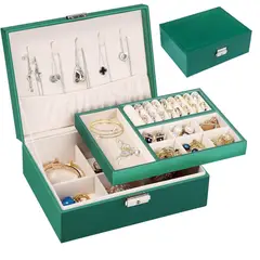 OEM - Organizador de Joyas de con Bandeja Extraíble Color Verde