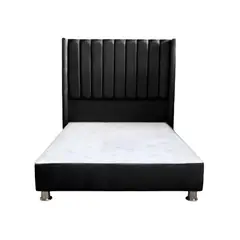 MUEBLES MACRUMO - Cama tapizada Barcelona - 1.5 plz - color negro