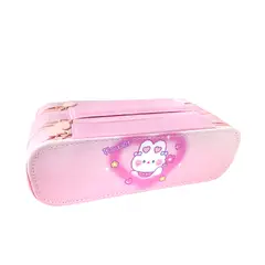 GENERICO - Cartuchera de 3 niveles con triple cierre Rosa