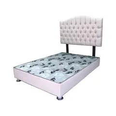 MUEBLES MACRUMO - Cama tapizada Varsovia - 2 Plz - Beige Claro Antifluida / Inc Almohada