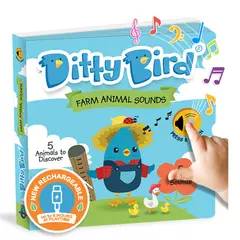 DITTY BIRD - Libro sonoro recargable Sonidos Animales de la granja Inglés