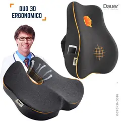DAUER - Pack Cojines Ortopedicos 3D Respaldar y Asiento Memory Foam de Bambu