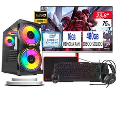 TEROS - Computadora Pc Intel Core i7 3770 Monitor 24 fhd' RAM 16 GB SSD 480 GB
