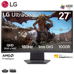 LG - Monitor UltraGear 27GS60QC-B 27 CURVO QHD 180Hz 1ms FreeSync.