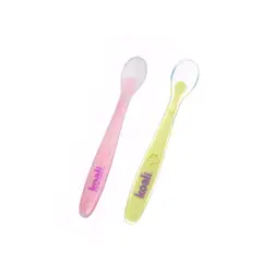 KOALI - Cuchara para Bebé de Silicona 2 Unidades Rosado Verde
