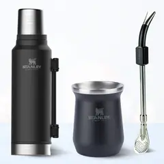 STANLEY - Combo Termo Classic 1.4 L + Matero 236 Ml + Bombilla Negro