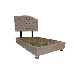 MUEBLES MACRUMO - Cama tapizada Varsovia - Queen - Beige Oscuro Almohada