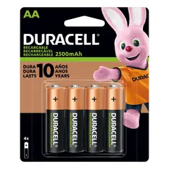 DURACELL - 4 PILAS RECARGABLES AA DE 2500 mAh
