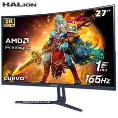 HALION - Monitor HG 2725QC 27 Curvo 2K QHD 165Hz 1ms FreeSync.