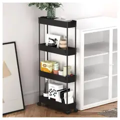 GENERICO - Estante Rack Baño Multiusos de 4 Niveles Negro