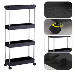 GENERICO - Estante Rack Baño Multiusos de 4 Niveles Negro