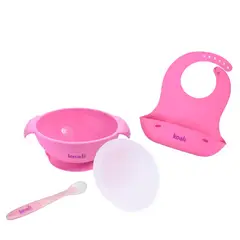 KOALI - Set Alimentacion Bebe Plato Cuchara Babero de Silicona