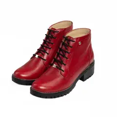 WALKING - Botín de Cuero Rojo Mujer KB-TRENZA