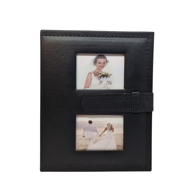 Album de Cuero Sintético (Negro) doble ventana para 200 fotos 10x15