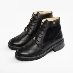 WALKING - Botín de Cuero Negro Mujer KB018