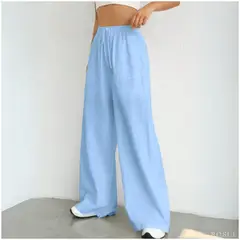 ROSUE - Pantalón con cordón en la cintura fresco holgado Viena