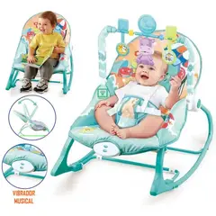 IDEAL - Silla Mecedora Musical Con Vibrador Elefante Celeste