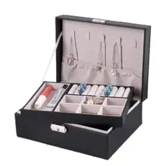 GENERICO - Joyero Organizador 2 niveles Premiun Negro