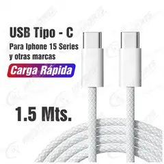 GENERICO - Cable Doble USB-C Carga Ultra Rápida IOS ANDROID - 1.5 mts