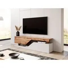 TU MESITA - Mesa de Tv Moderna Alexis 2 puertas color BlancoRoble