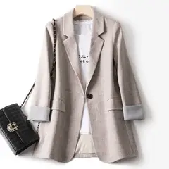 GENERICO - Blazer Saco Ligero con Puños a Rayas - Blazer Casual Felicia