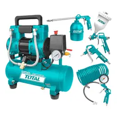 TOTAL - Compresora silenciosa 6L + Kit compresor 5 piezas