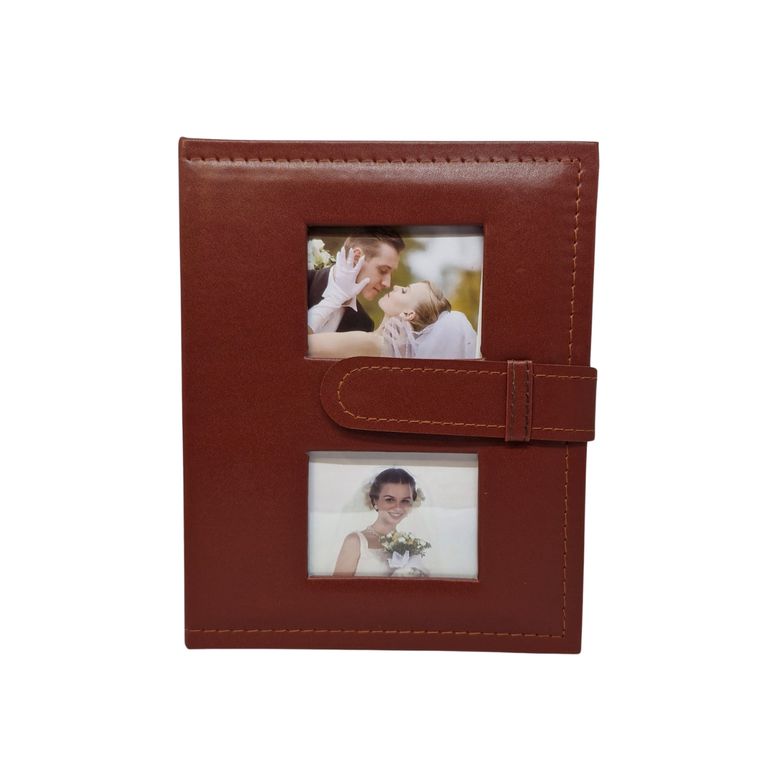 Album de Cuero Sintético (Marrón) doble ventana para 200 fotos 10x15