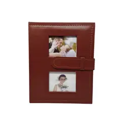 GENERICO - Album de Cuero Sintético (Marrón) doble ventana para 200 fotos 10x15