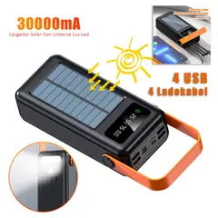 HOCO - Power Bank 30000mAh Carga Solar Carga Rapida 22 5W con Linterna