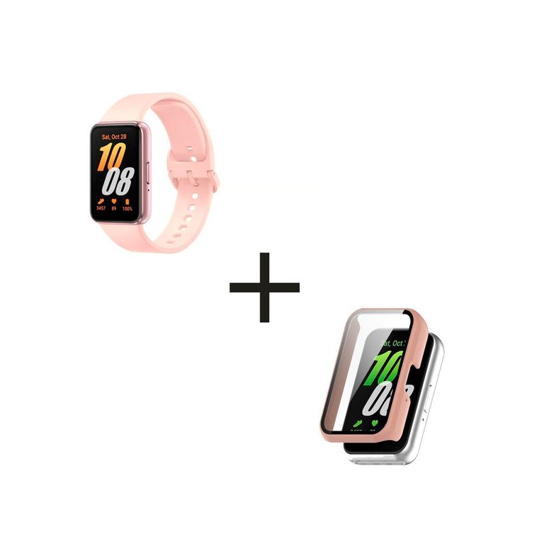 Smartwatch Galaxy Fit3 Rosa + Case Bumper Nude