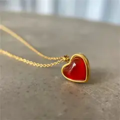 GENERICO - Collar para Mujer con Forma de Corazón Ágata Embutida