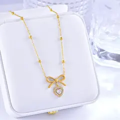 GENERICO - Collar para Mujer en Forma de Corazón con Nudo de Lazo Romántico