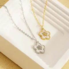 GENERICO - Collar para Mujer con Colgante de Flor y Diamantes de Imitación