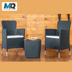 QRUBBER - Juego De Terraza Estilo Capri 2 Puestos Color Gris Grafito - MQ