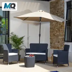 QRUBBER - Juego De Terraza Estilo Capri 4 Puestos Modelo Confort Color Gris Grafito - MQ
