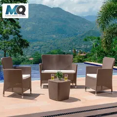 QRUBBER - Juego De Terraza Estilo Capri 4 Puestos Modelo Confort Color Mocca - MQ