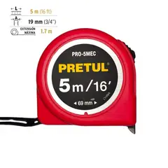 PRETUL - Wincha Cinta Métrica 5 metros Rojo