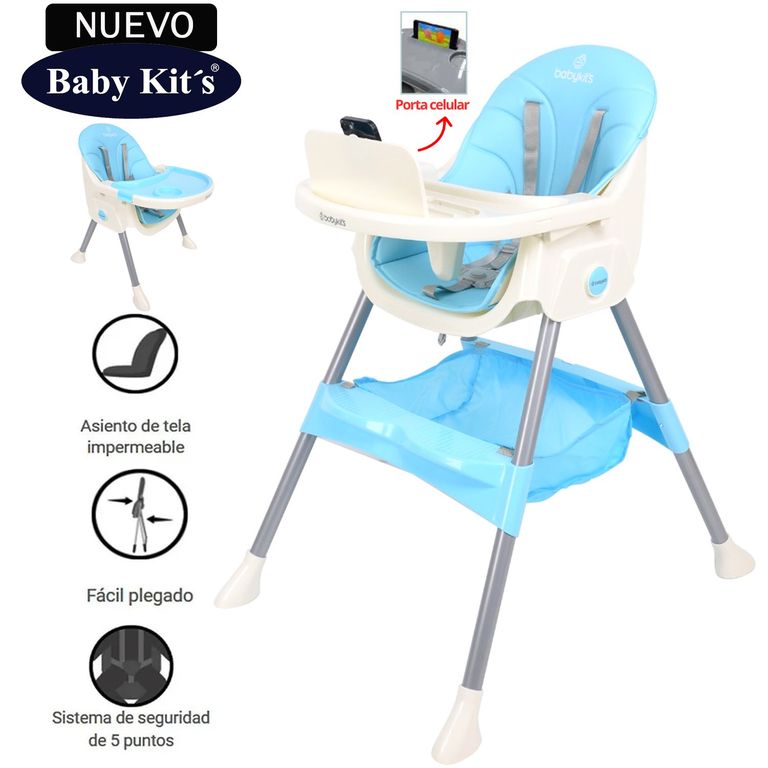 Silla de Comer Plegable Doble bandeja STEPS Celest