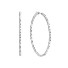 CRISLU - Pendientes de Aro Pavé Pequeños en Platino