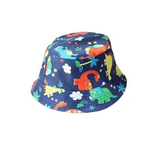 GENERICO - Sombrero Niño Dinosaurio Niña Gorro Doble Tela Redondo Azul