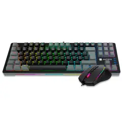 ANTRYX - Kit Teclado Mecánico y Mouse GC-5500 Negro USB Switch Azul