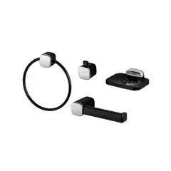 METUSA - Kits de Accesorios para Baño 4 Piezas Negro Cromado