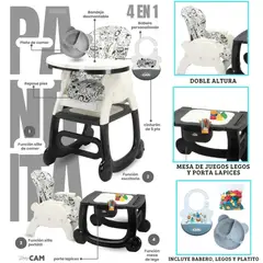 CAM - Silla de comer para bebe CARPETA PANDA NEGRO 4 en 1