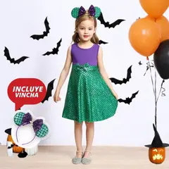 GENERICO - VESTIDO DE NIÑA PARA HALLOWEEN MODELO SIRENA VESTIDO + VINCHA